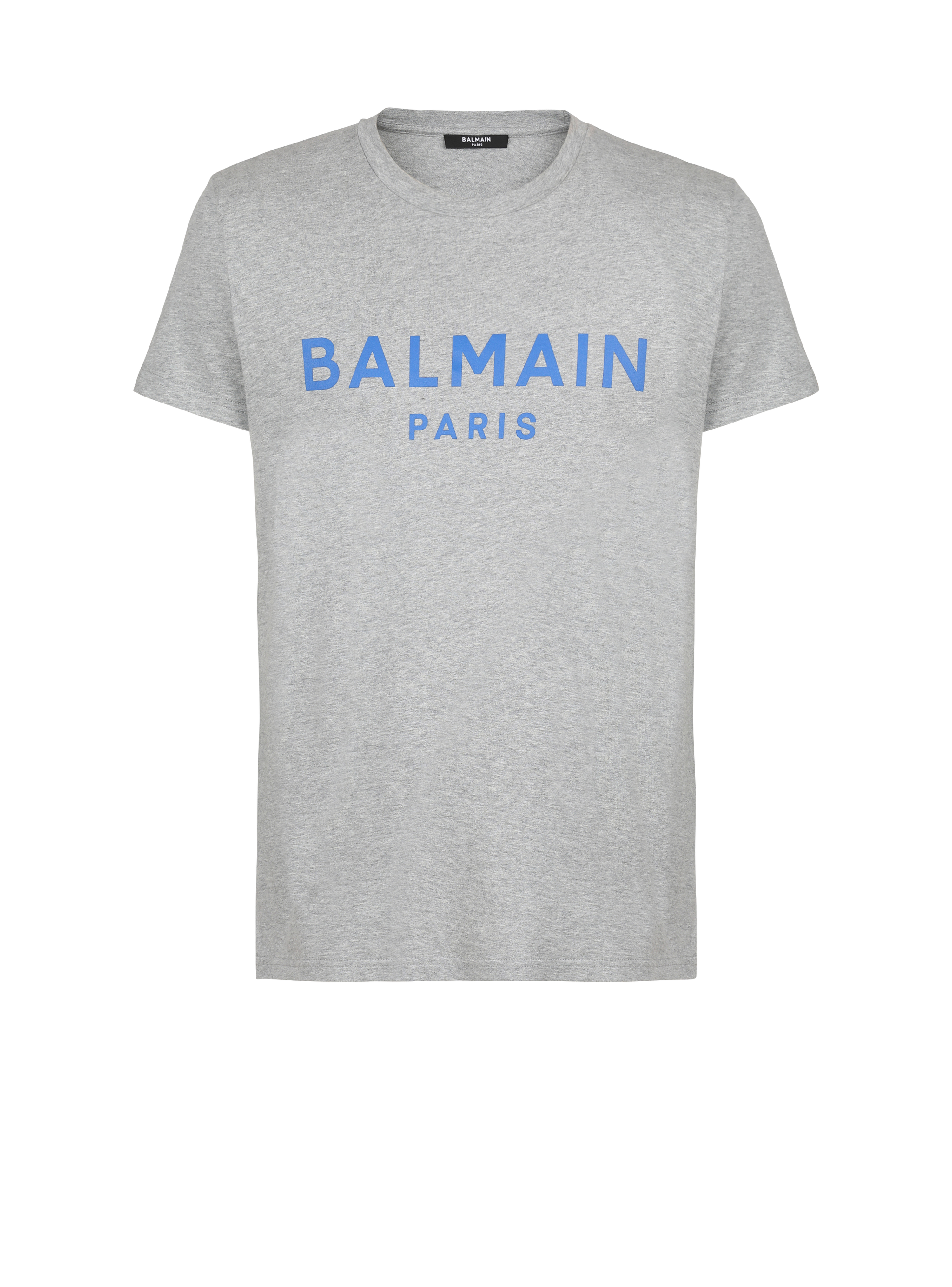 Cotton T-shirt with Balmain logo print, grey