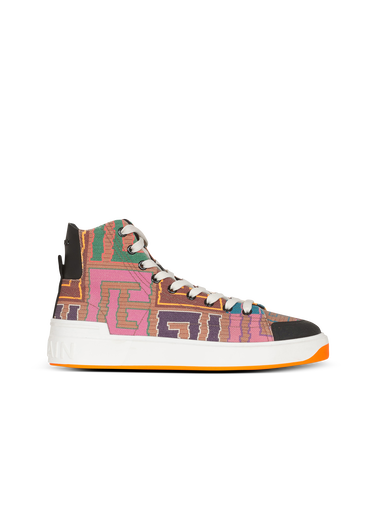 Multicolor needlepoint B-Court high-top sneakers with Balmain monogram