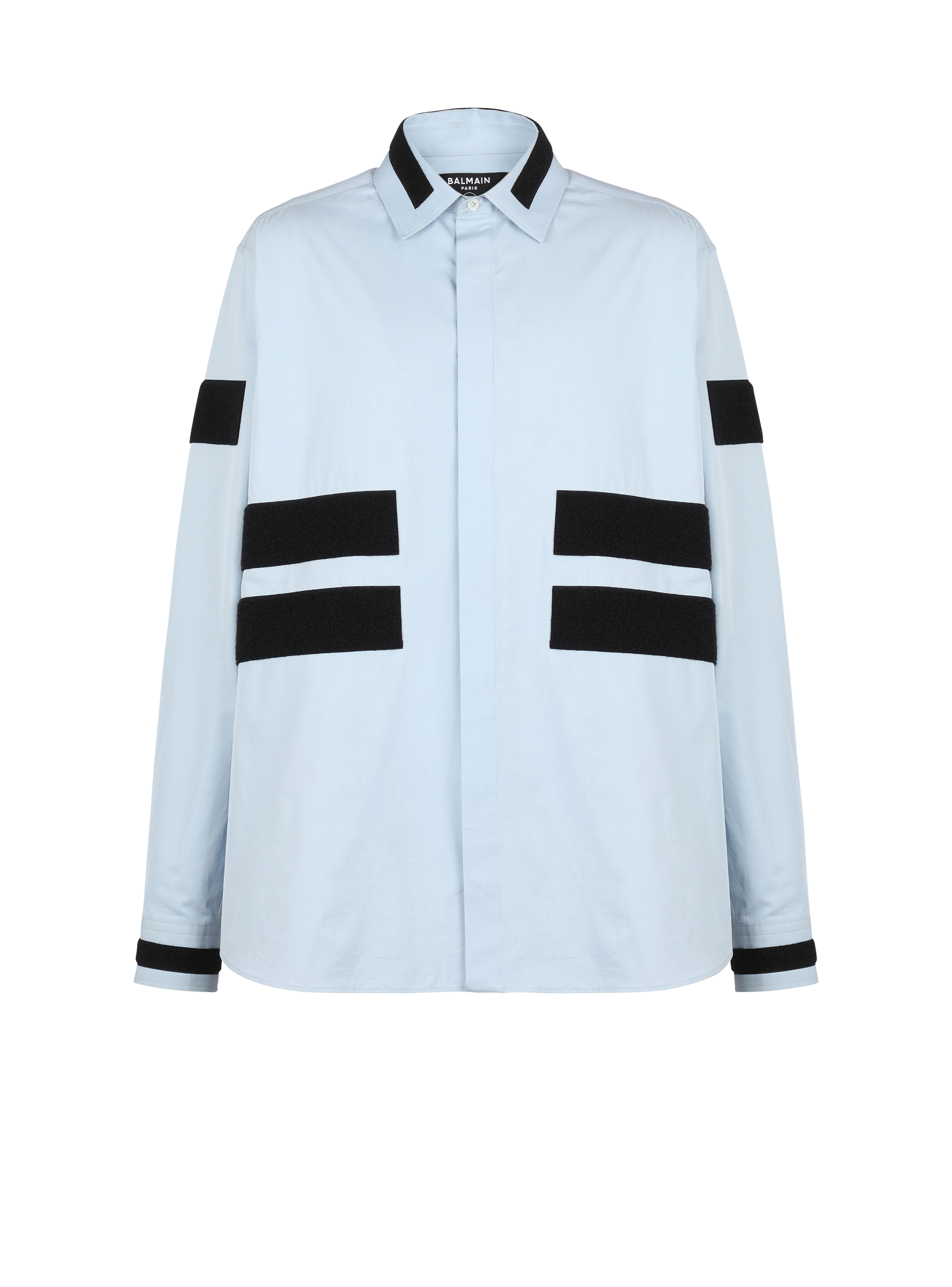 Cotton shirt with velcro stripes, blue