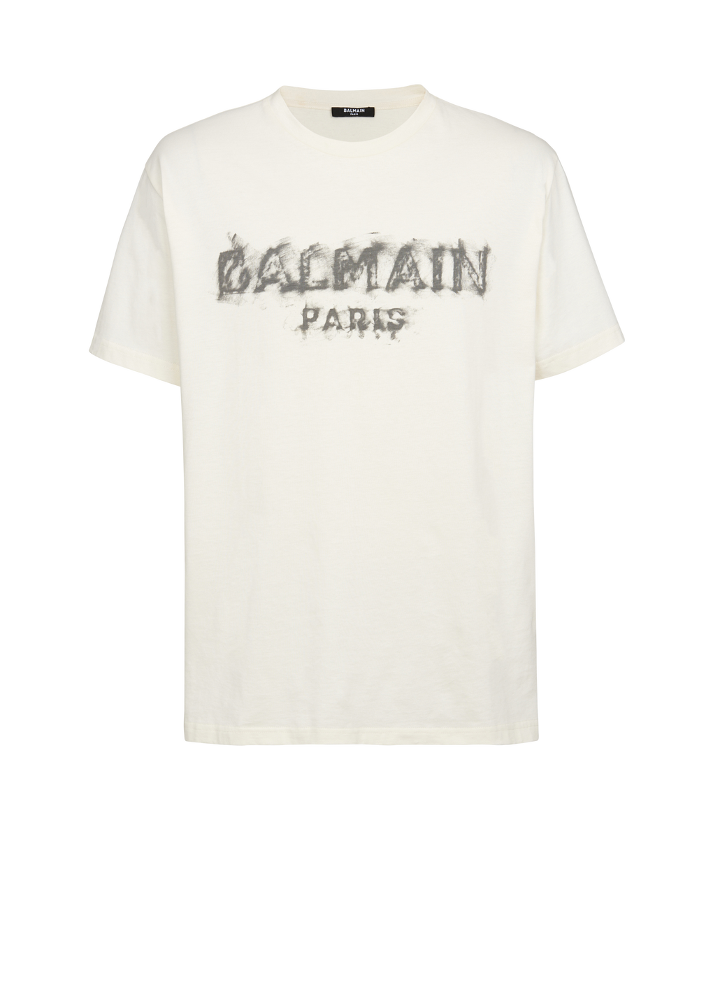 Cotton printed Balmain Paris logo T-shirt, beige, hi-res