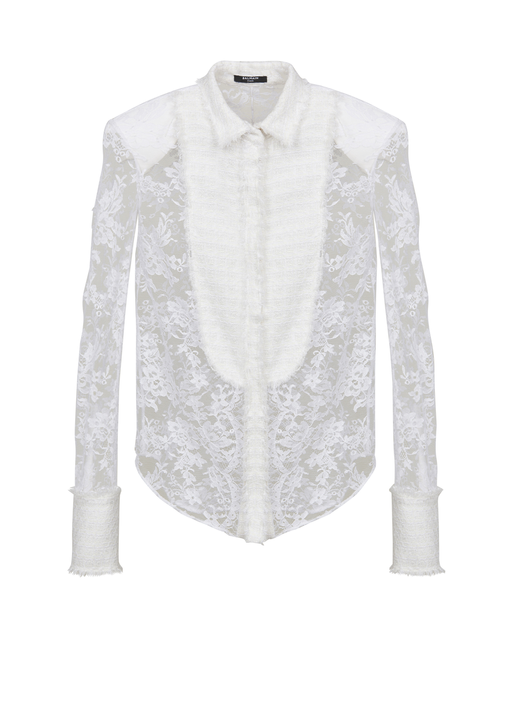 Cotton and lace top, white, hi-res
