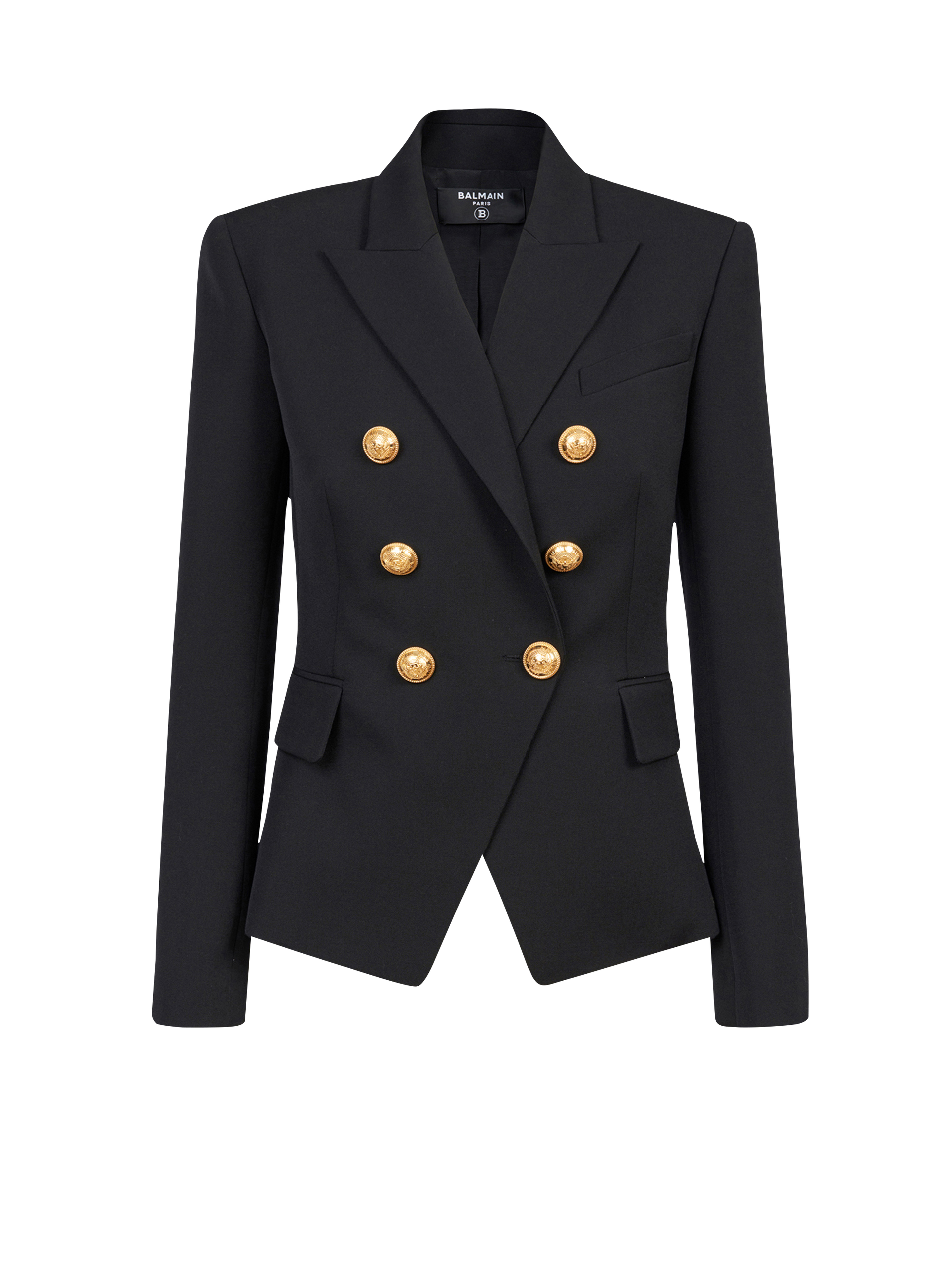 Wool double-breasted jacket, black