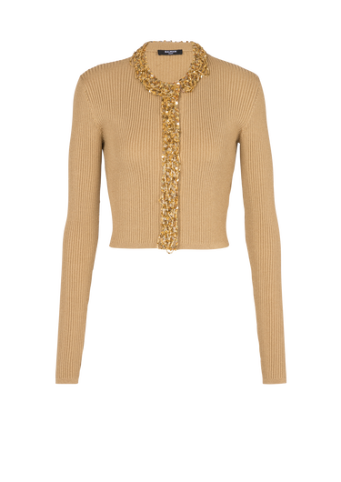 Embroidered knit cardigan