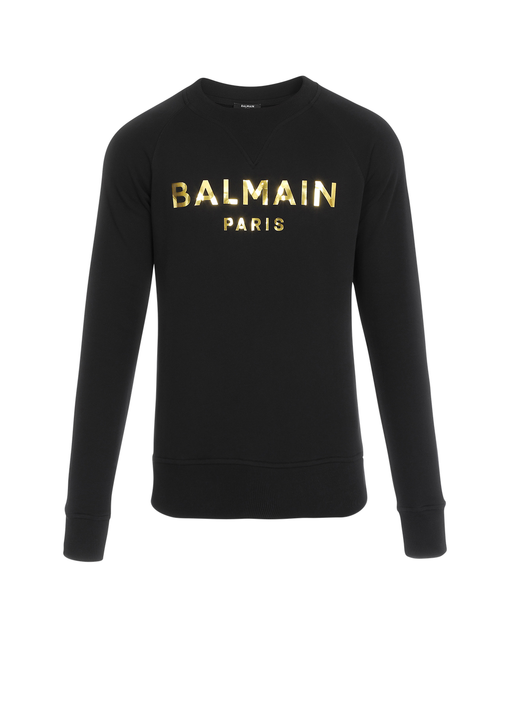 Eco-designed cotton sweatshirt with Balmain Paris logo print, gold, hi-res
